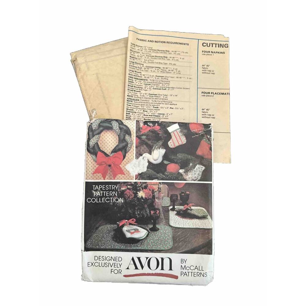 Uncut McCall's Avon Christmas Holiday Ornaments‎ and Tapestry Pattern Collection